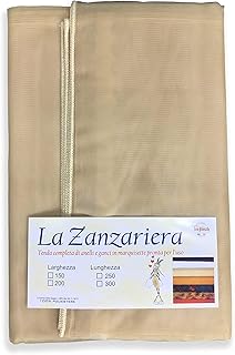 Tex family Tenda Rete ZANZARIERA Marquisette da Esterno piombata in 4 Misure Diverse Unito Beige - Cm. 200 x 250