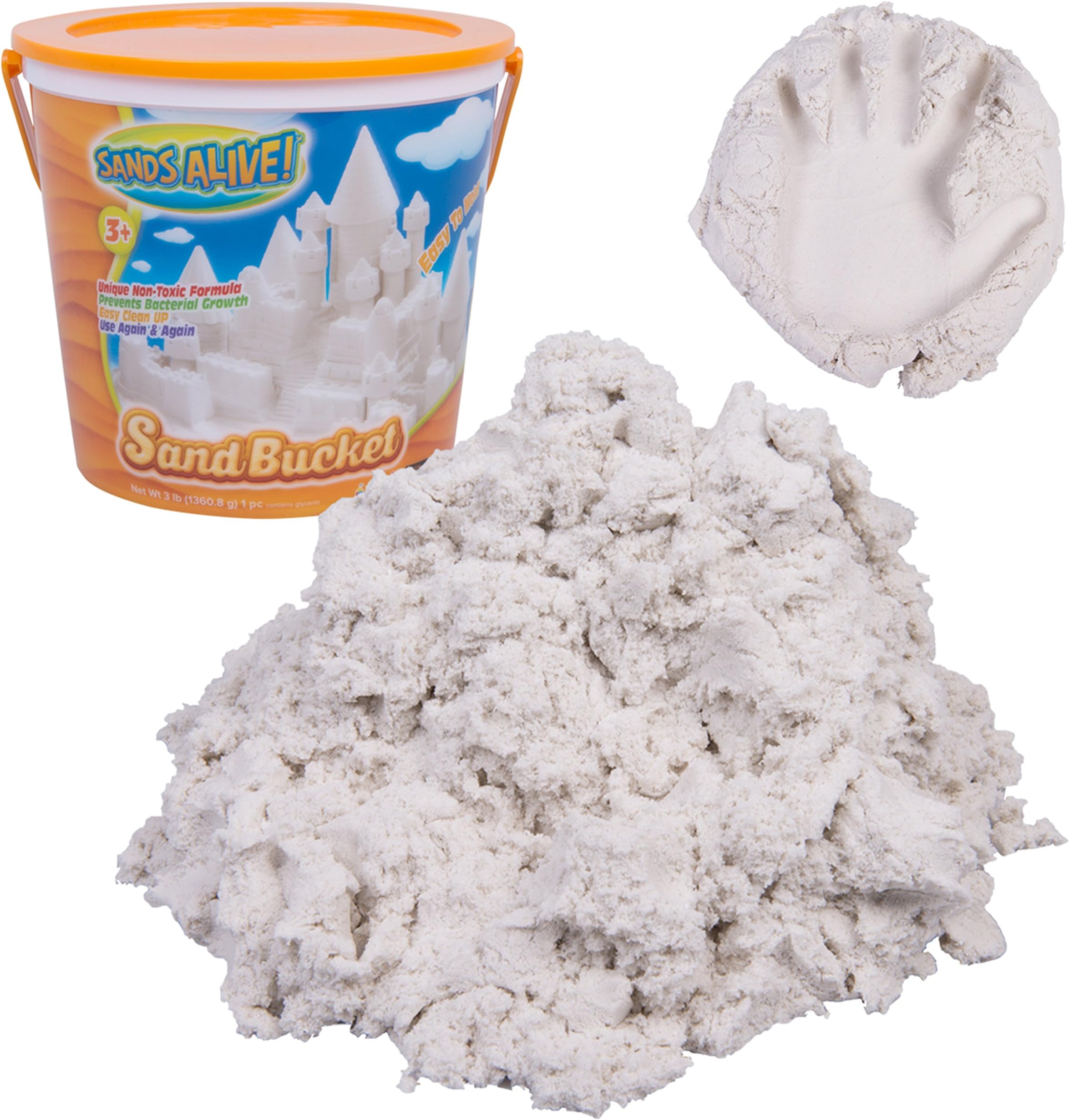 Sands Alive Bucket - Reusable and Moldable Play Sand for Building Fun - Includes 3 Pounds of Sand