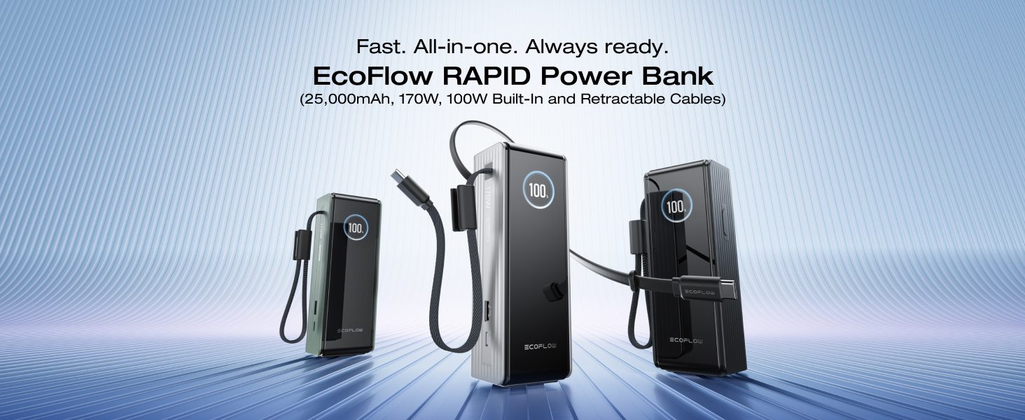 EcoFlow RAPID Power Bank 25000mAh 170W 緑 EcoFlow RAPID Power Bank (25,000mAh, 170W, 100W Built-In and