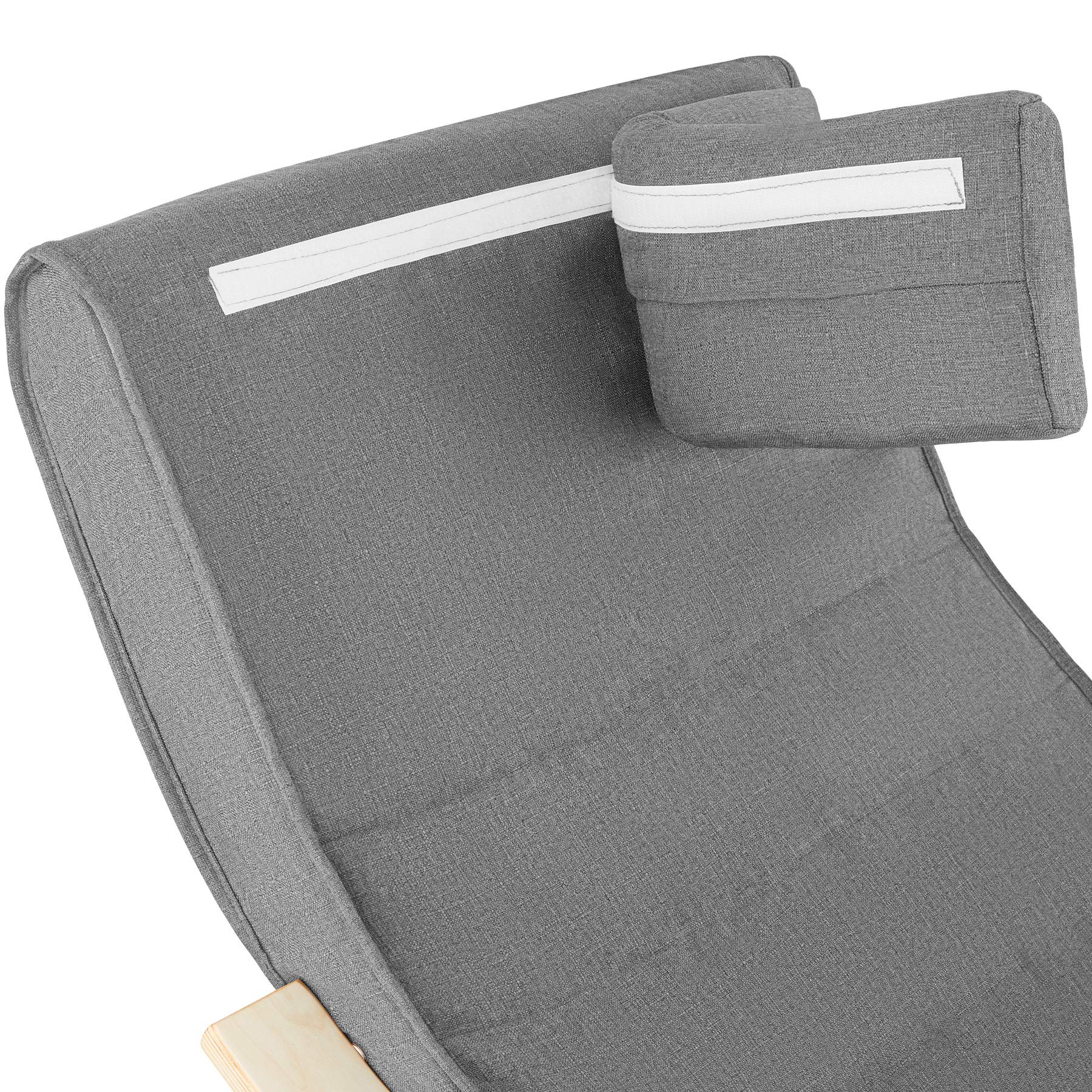 tectake® Sedia A Dondolo, Poltrona Relax Ergonomica, Poggiapiedi, Poltrona a Dondolo, Imbottita, Rivestimento Lavabile, Struttura Legno, Per Salotto, Camera Da Letto, Ufficio, Studio - Grigio Chiaro