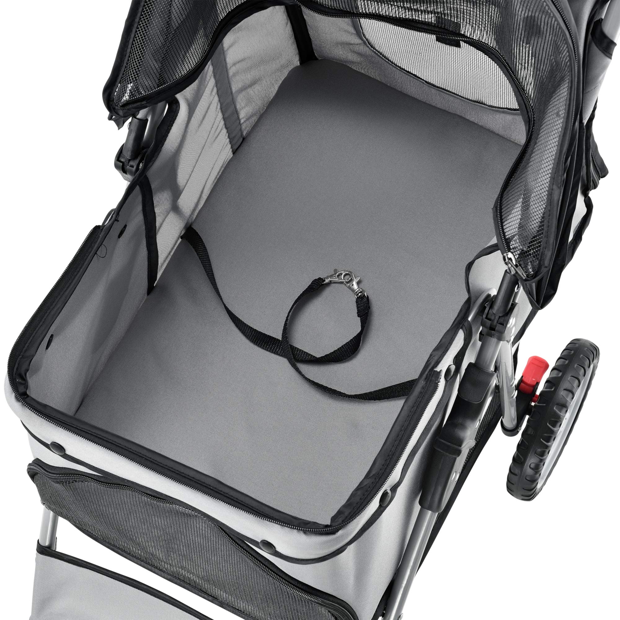 pro.tec Passeggino per Cani e Gatti Pieghevole Carrello Cabina Idrorepellente Ventilata 15 kg - Grigio