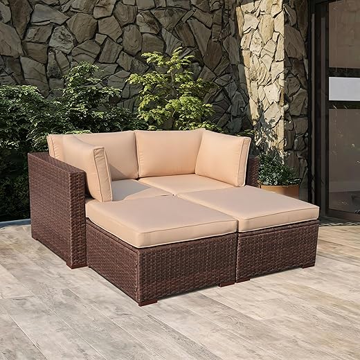 Outdoor Sofa 2 Seater with Ottoman