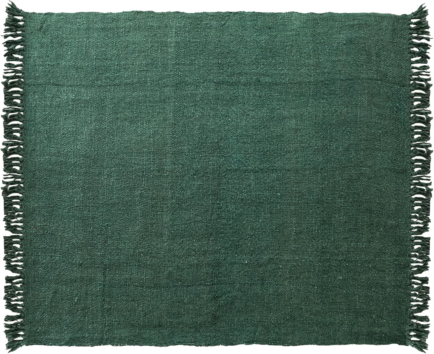 Creative Co-Op Woven Viscose Throw with Fringe, Green