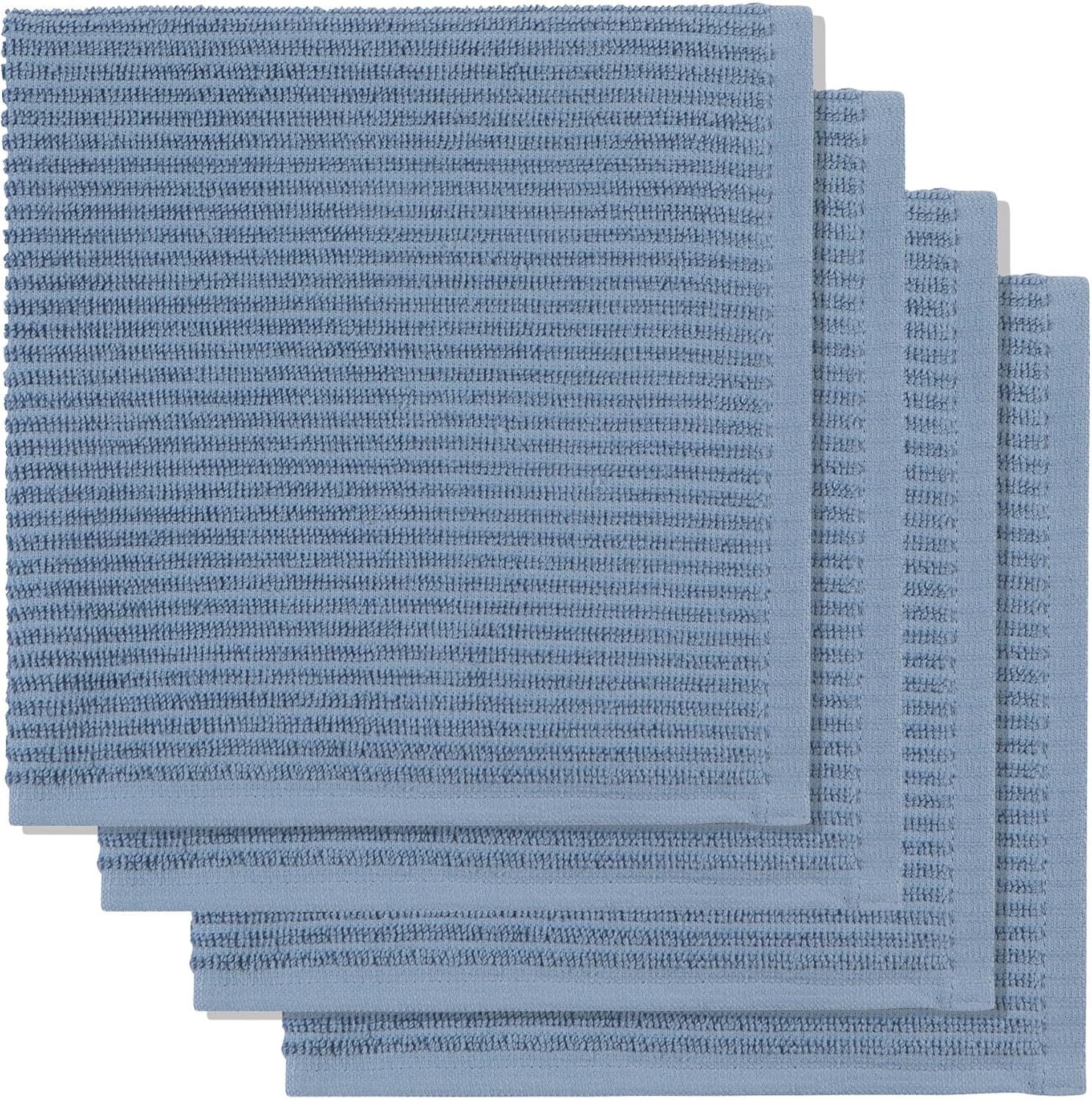 Now Designs Ripple Kitchen Dishcloth 13 x 13in, Set of 4, Slate Blue