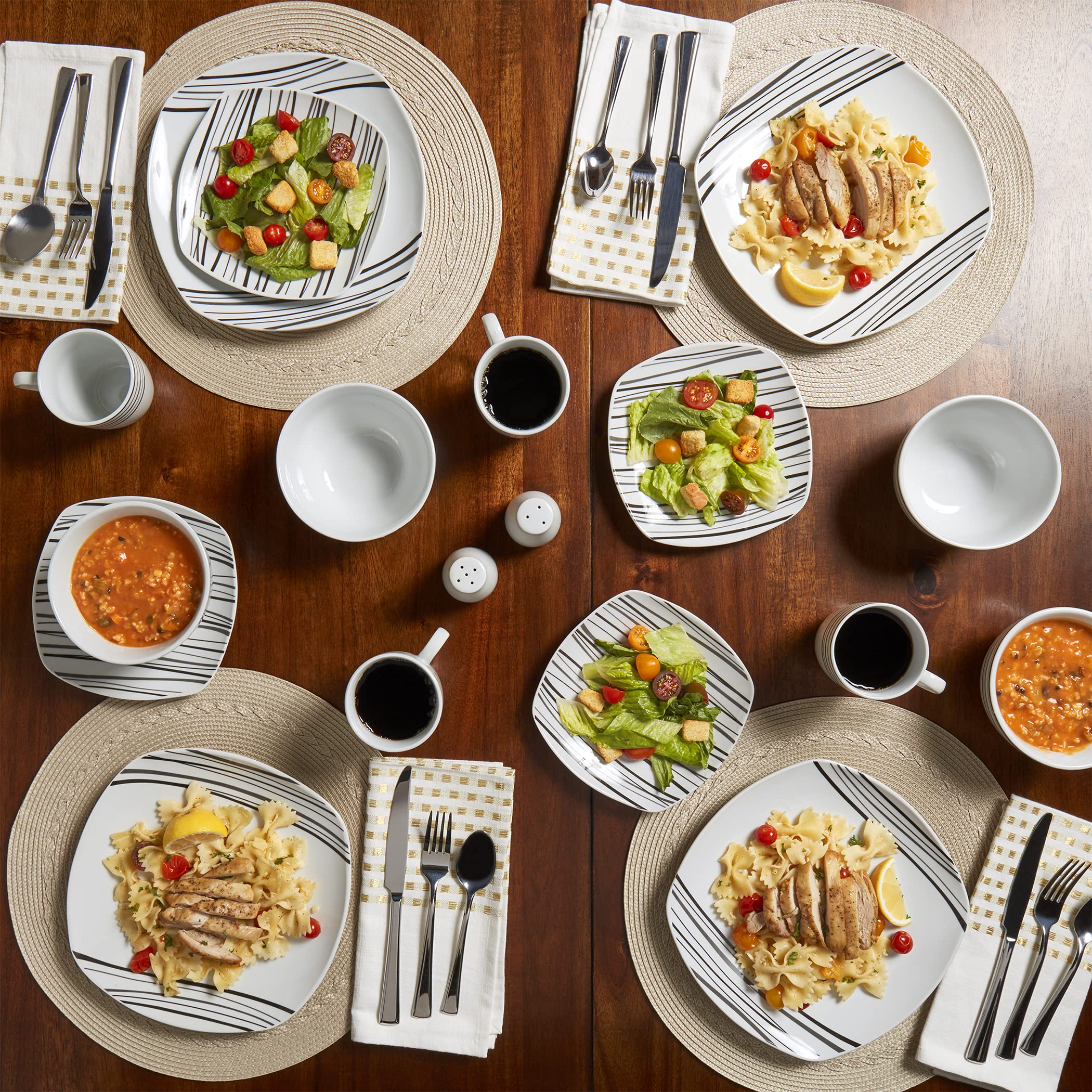 Amazon.com | Tabletops Gallery Justin - 16 Piece Square Dinnerware
