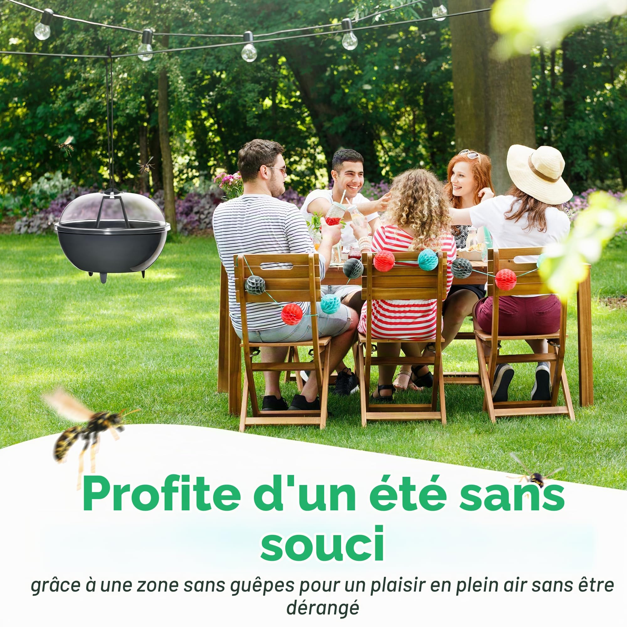 Lot de 2 pièges à guêpes - Piège à insectes efficace pour répulsif contre les guêpes - Extra grand - Piège à guêpes pour l'extérieur - Anti-guêpes - Piège vivant à suspendre - Respectueux de