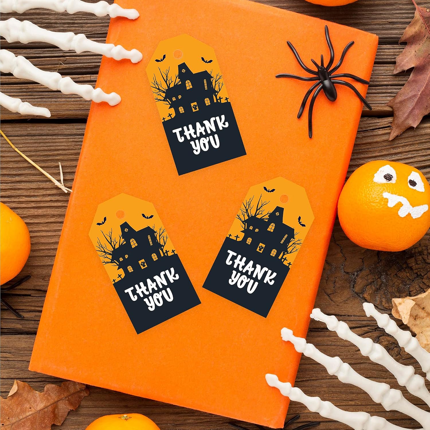 Andaz Press 40-Pack Haunted House Halloween Classic Gift Tags with String Tags for Gift Bags Kids - 2 x 3.75 inch