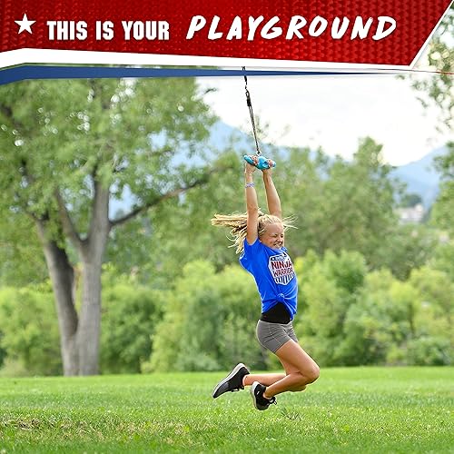 Miniatura 3 de Kit de ninjalina extrema de 40 pies con línea de extensión de 15 pies, incluye 15 accesorios de carrera de obstáculos, construye tu propio campo de