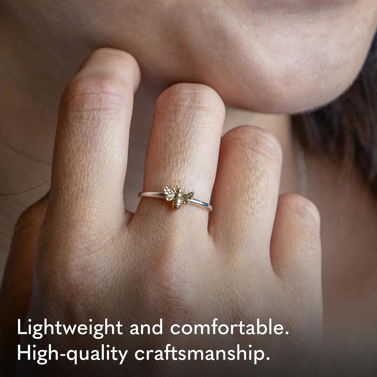 NINA DESIGNS Sterling Silver & Bronze Ring - Modern, Insect Theme, Stackable Ring for Women, Gift for Women, Valentine's Day