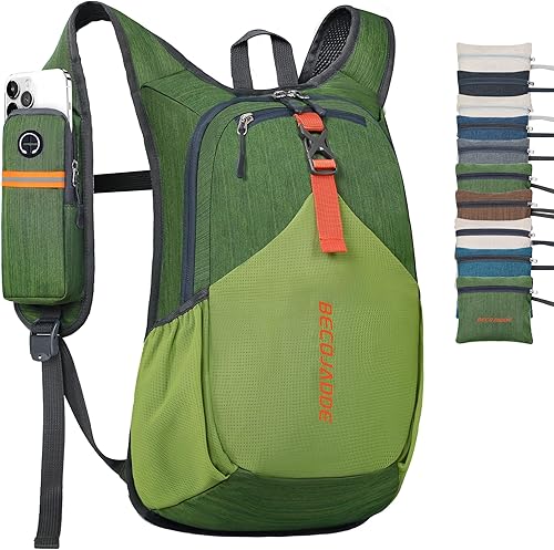 Miniatura 19 de Mochila de senderismo pequeña de 15 L para hombres y mujeres, plegable y ultraligera, para viajes, camping y actividades al aire libre, color marrón