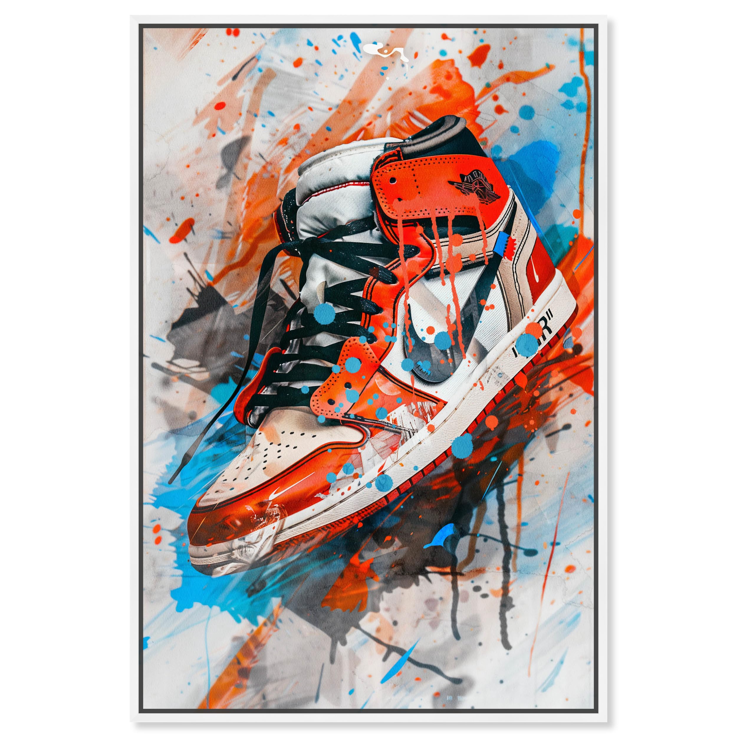 Original Oil Art - Jordan One\'s - Sneaker Art 5x7 Oil Painting in Frame Nike Air Jordan White Sneaker Portrait Kicks Running Small  main image 2