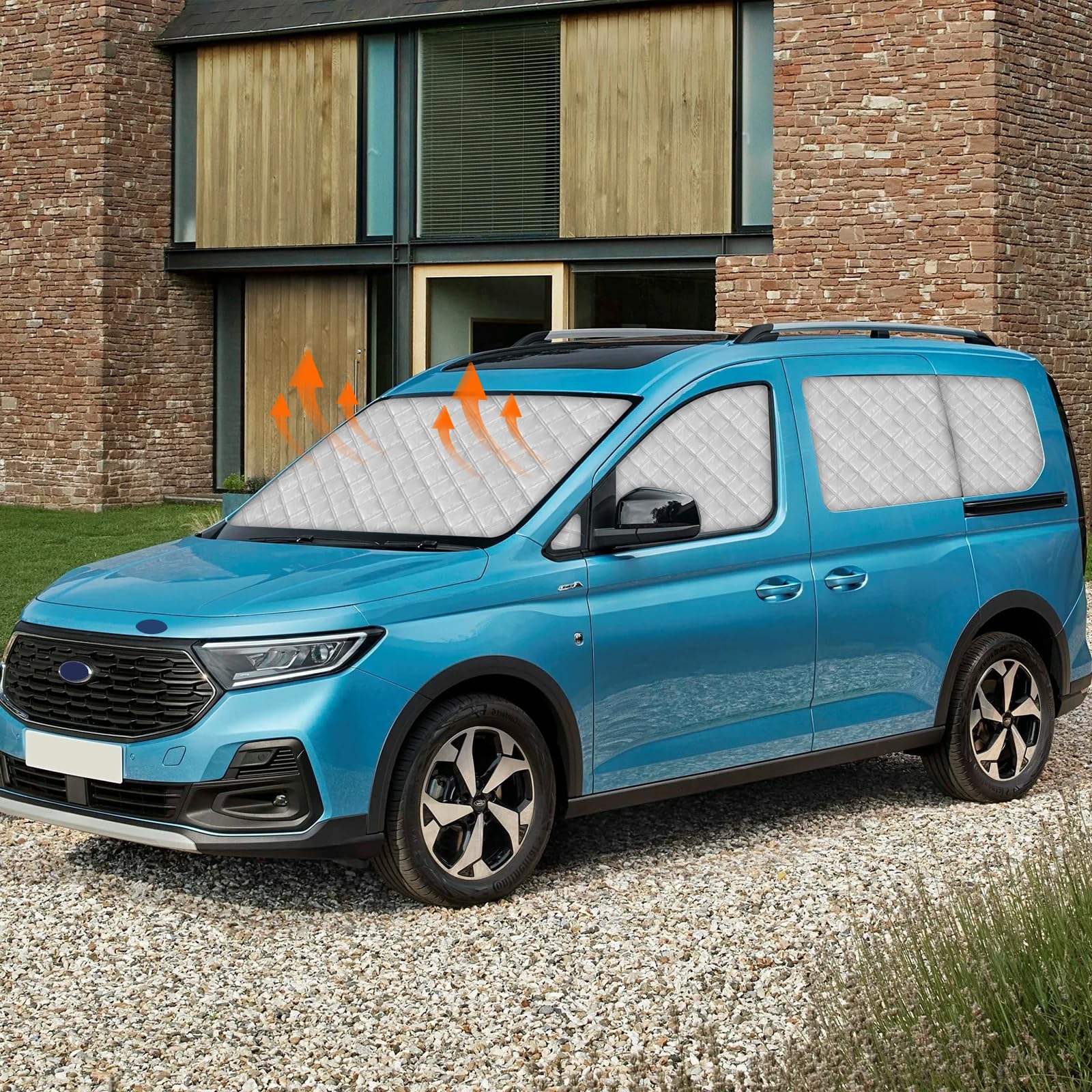 10 Piezas Parasol del Parabrisas Automóvil Reemplazo para Ford Connect 2022-2025 SWB, Tapete Térmico con Tecnología, Cubierta de Visera Plegable Papel Aluminio