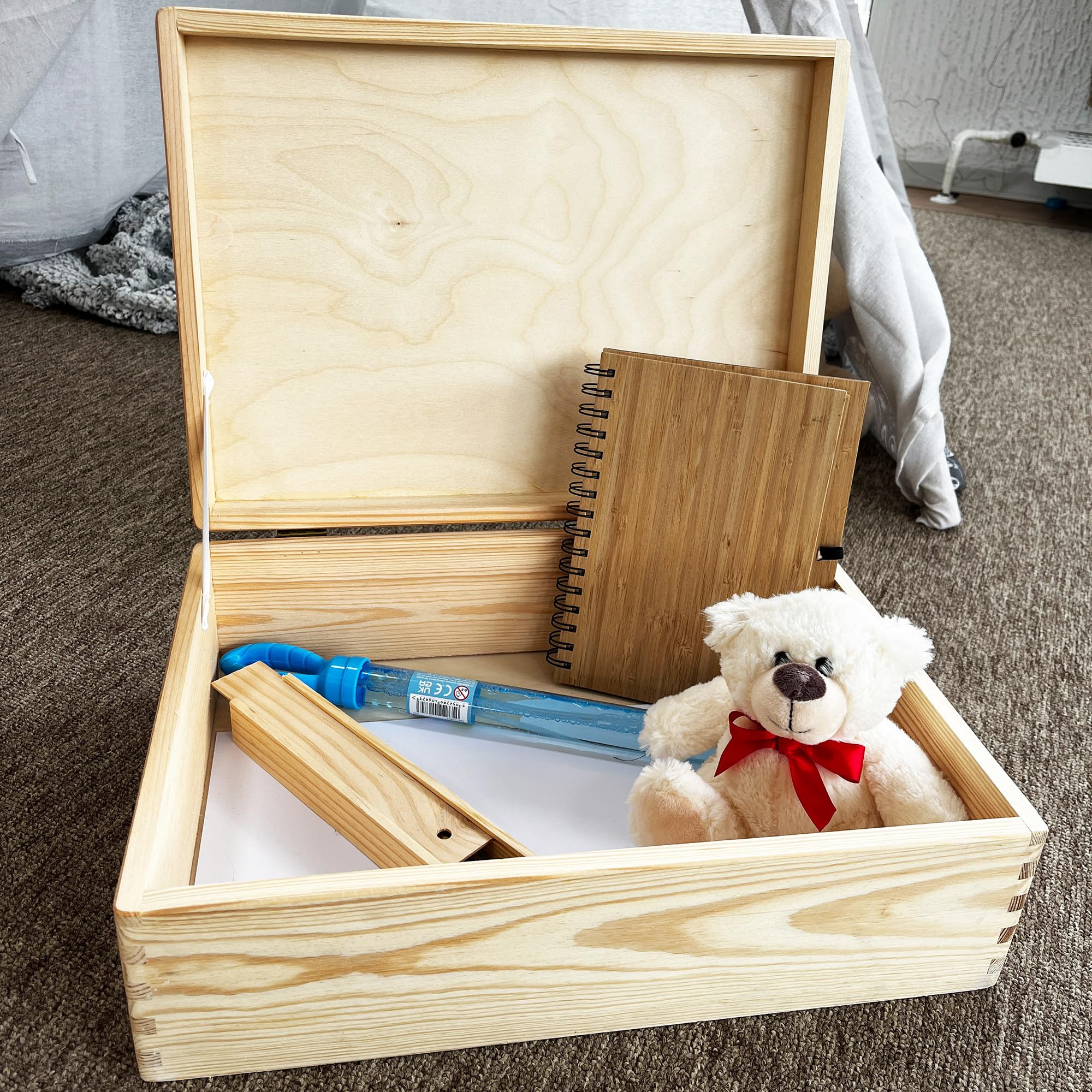 Holzbox Personalisiert zur Einschulung 40x30x23cm Weiß Aufbewahrungsbox