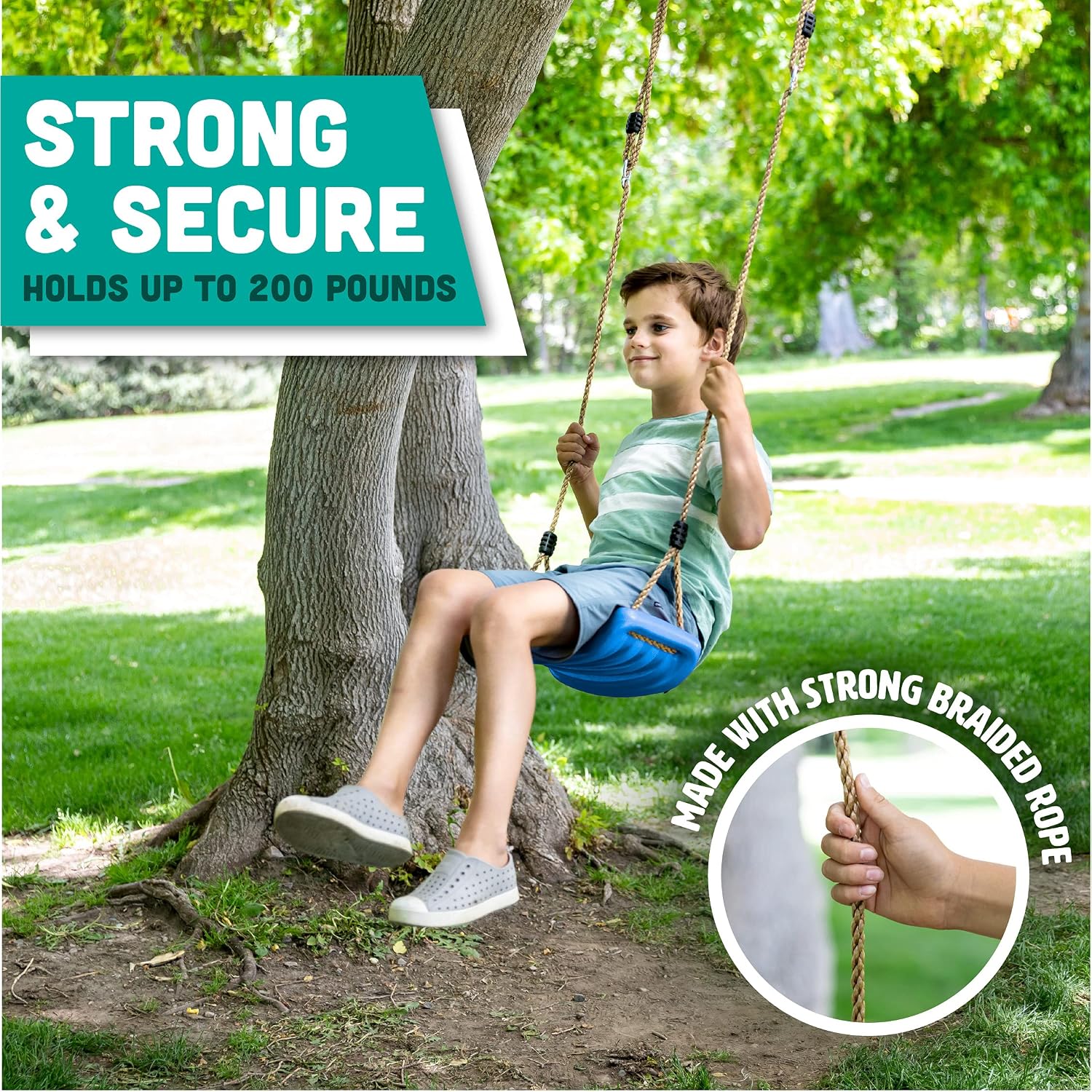 Squirrel Products Plastic Swing Seat with Rope - Blue