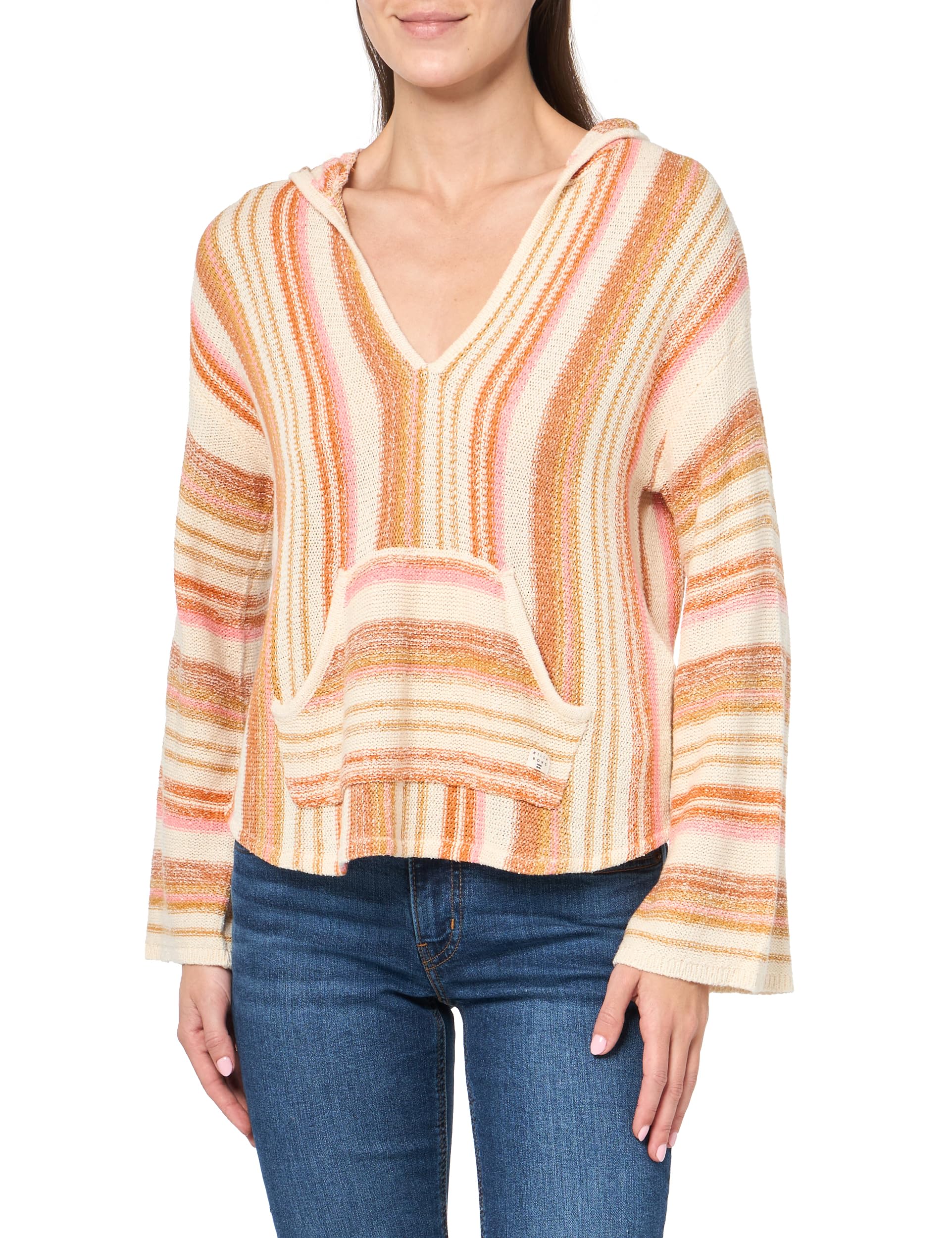 BillabongWomen's Bonfire Hooded Baja Pullover Sweater, Dried Mango