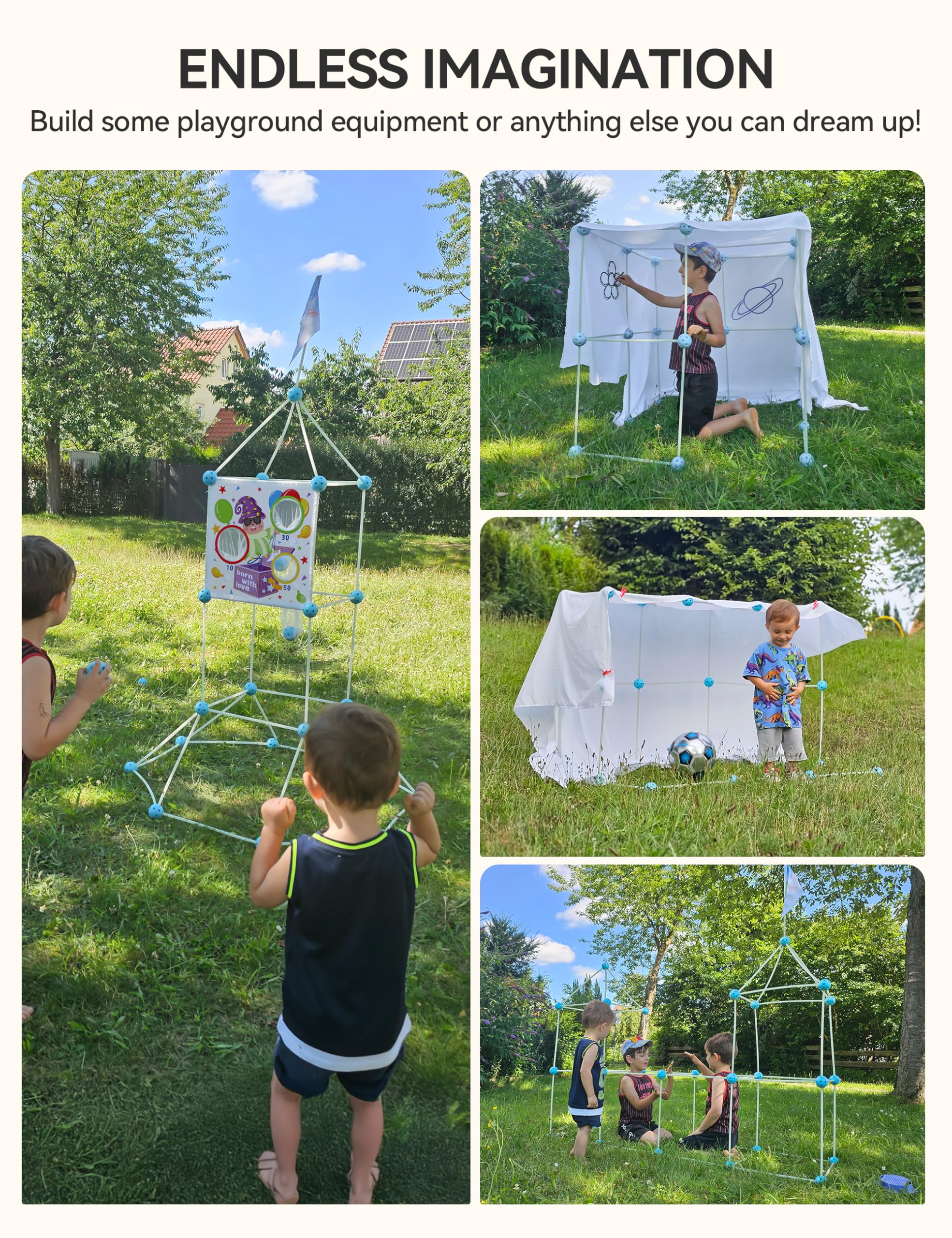 besrey 144 Pz Kit Costruzioni del Forte per Bambini con Gioco di Lancio, Brilla al Buio - Regalo di Natale per bambini,Creative Forts per Ragazzi 5 anni+, Tunnel Gioco per Bambini, Castello, Tenda