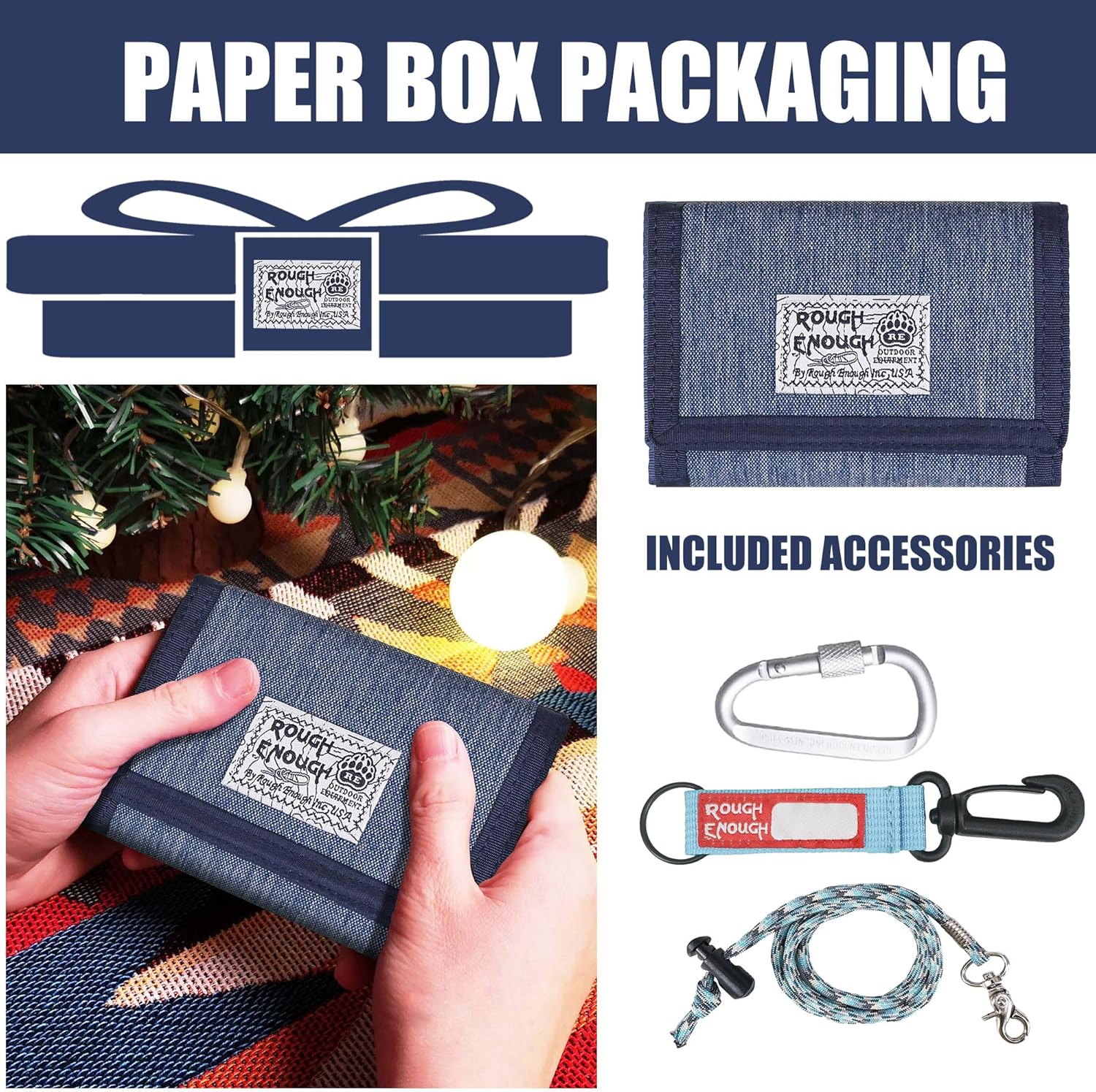 Rough Enough Kids Wallet for Boys Teen Men with Neck Lanyard Keychain in Cool Classic Denim Blue Canvas - Image 6