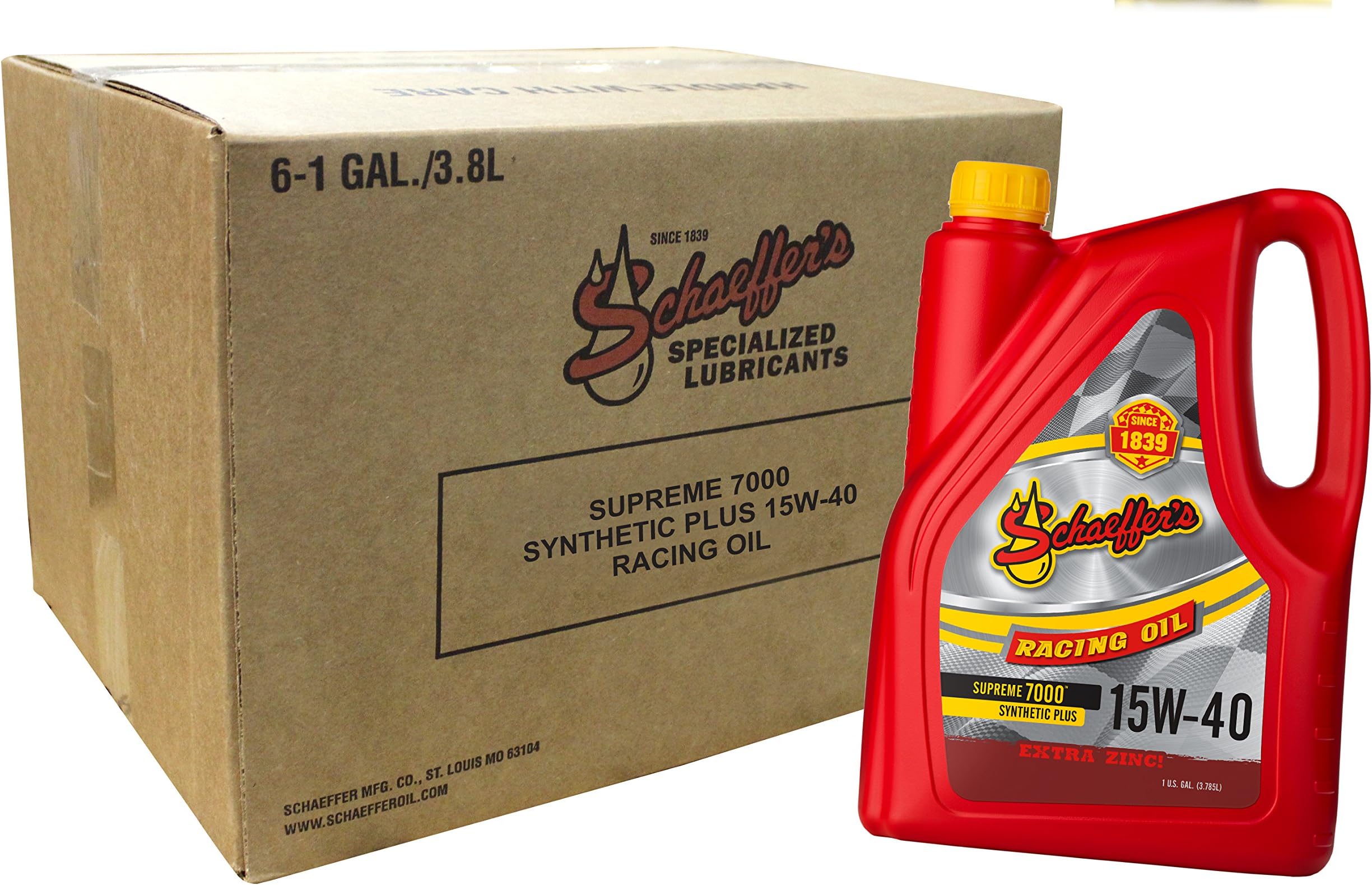 Schaeffer Manufacturing Co. 0708-006 Supreme 7000 Synthetic Plus Racing Engine Oil, 15W-40, 1-Gallon Bottle (Pack of 6)
