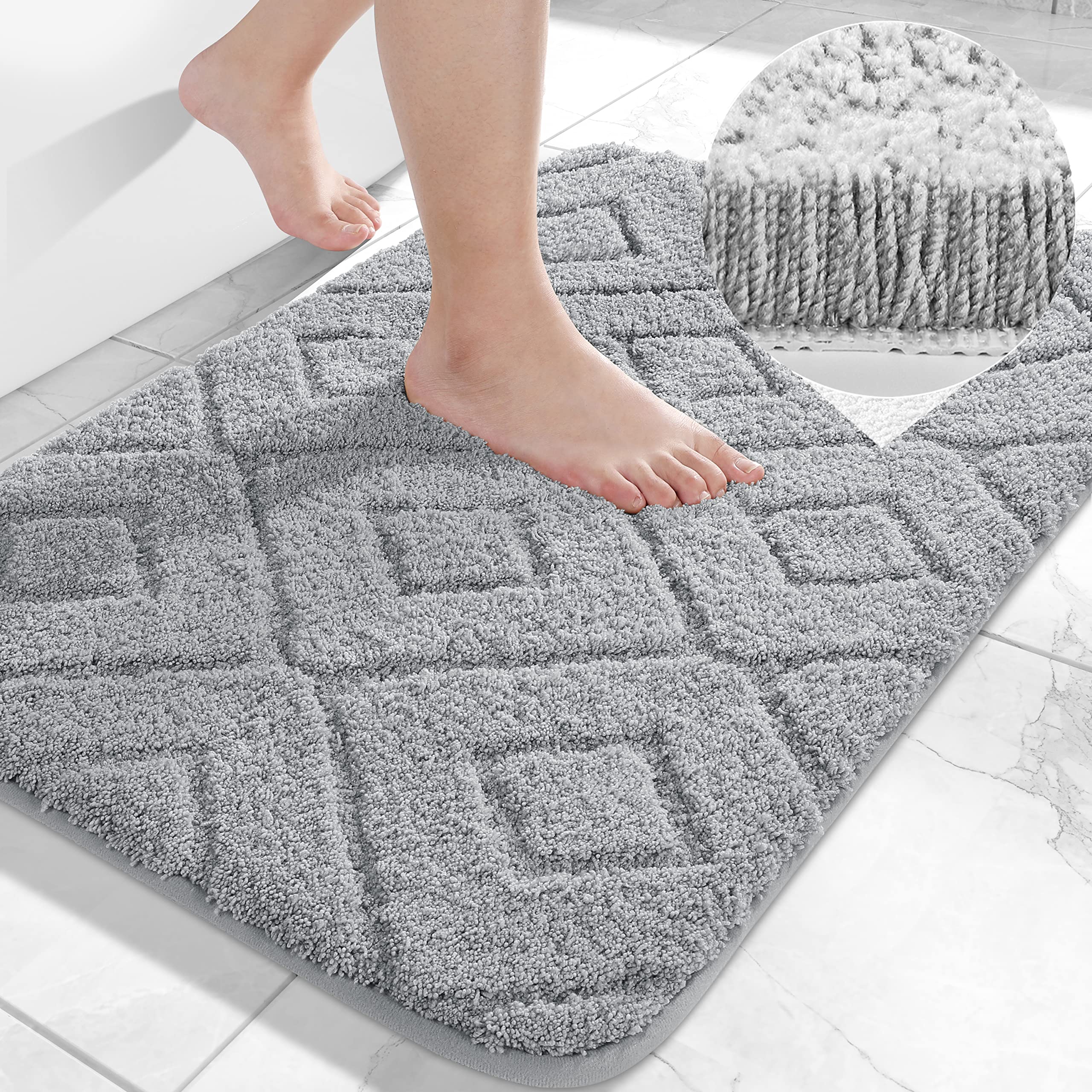 Yimobra Fluffy Bathroom Rugs, Soft Comfortable Microfiber Bathroom Mat