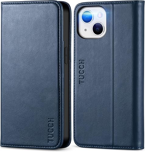 TUCCH Funda tipo cartera para iPhone 13, de piel sintética, con soporte, ranura para tarjetas, a prueba de golpes, funda protectora interior de TPU,