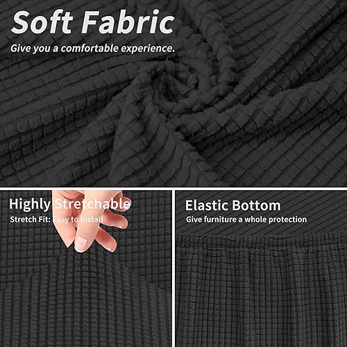 Miniatura 4 de Easy-Going Funda elástica para sillón de club, 2 piezas, funda protectora de muebles jacquard (gris oscuro, paquete de 2)