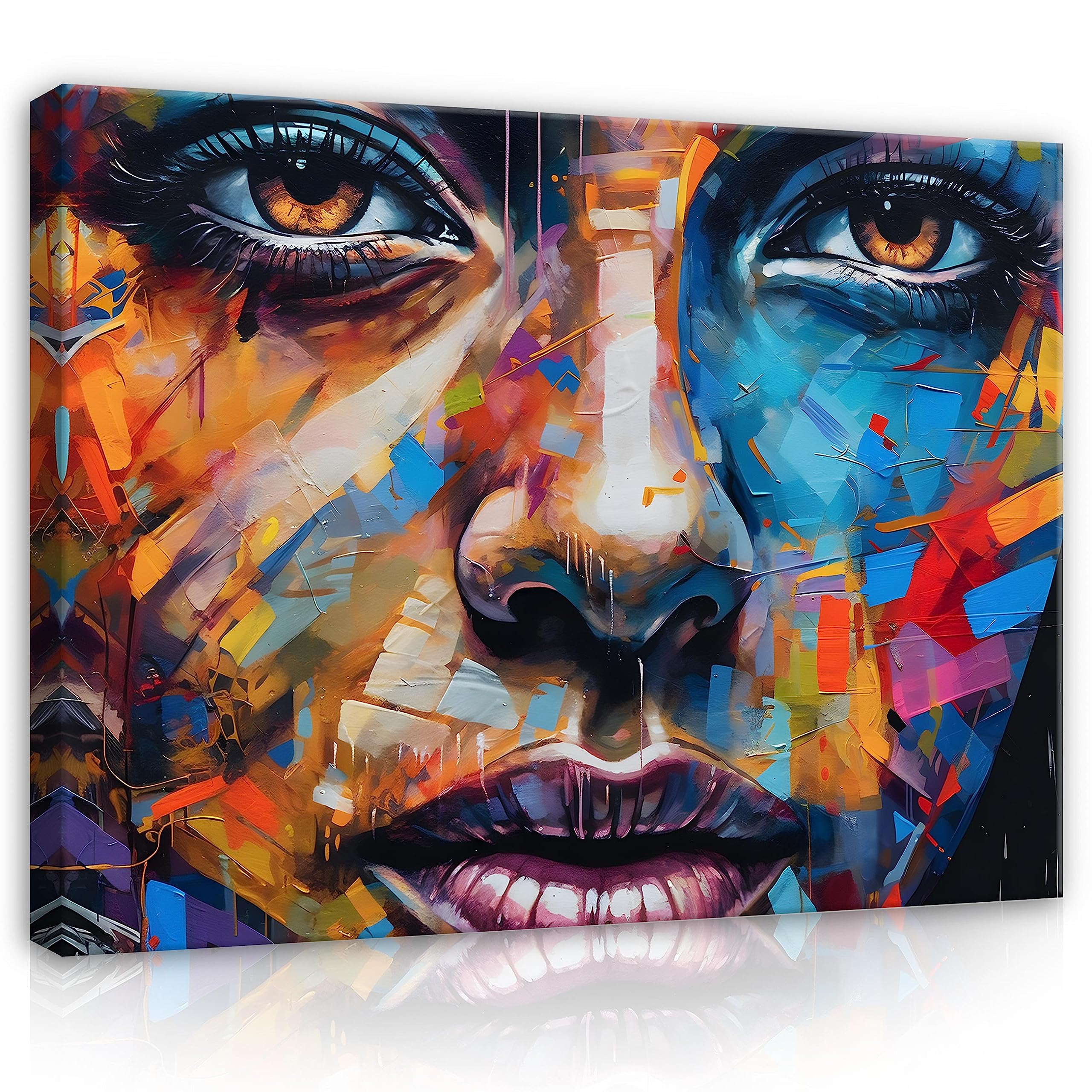 WallArena - Stampa su tela - Sig.ra - 120x80 cm - Arte quadri su tela - Arte murale XXL di grande formato per soggiorno, camera da letto, salotto - Stampa d'arte moderna - Astratto