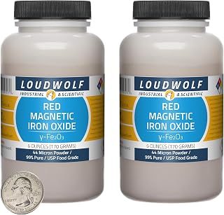 Iron Oxide Red Magnetic / 12 Ounces / 2 Bottles / 99% Pure USP Food Grade / 44 Micron Powder