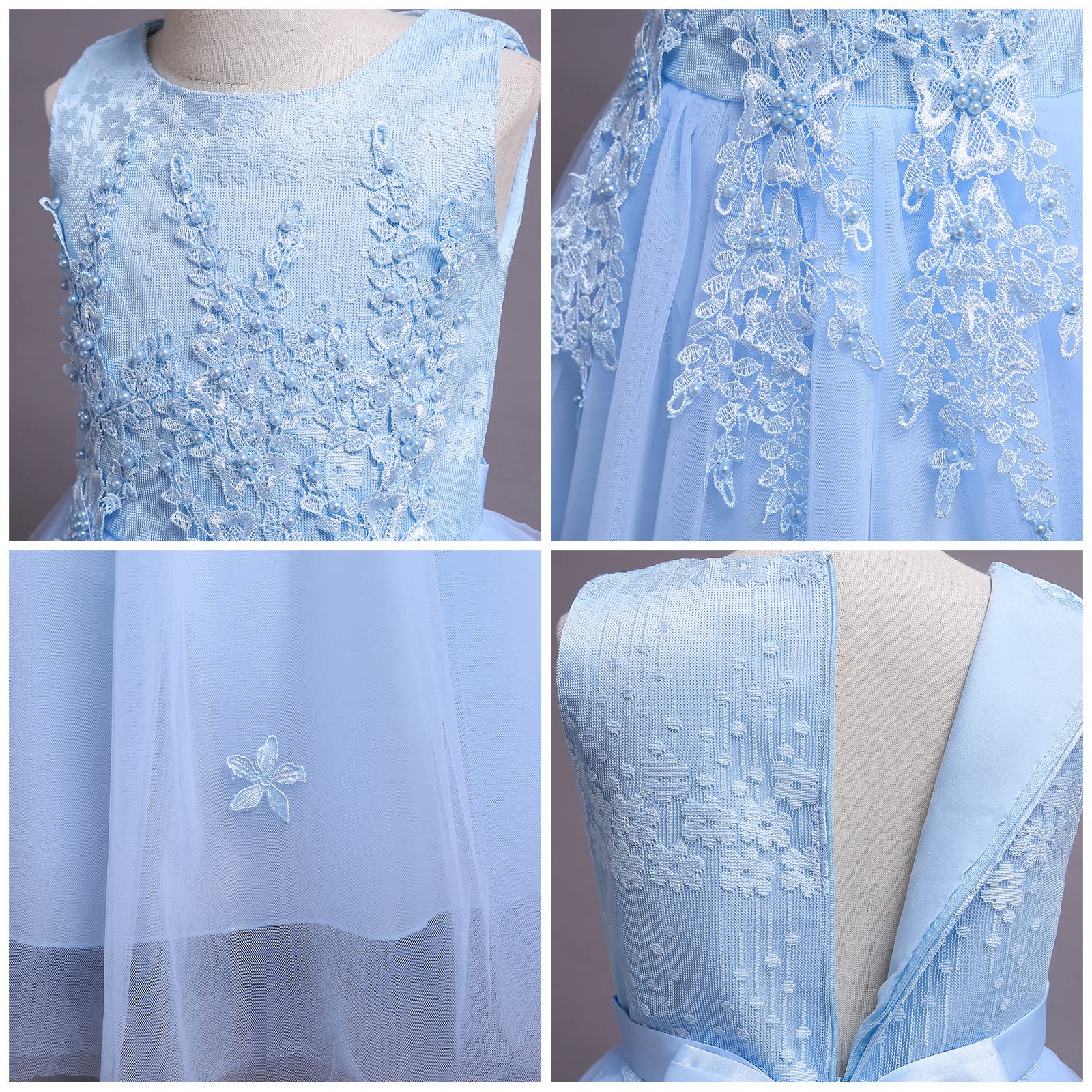 Langes Kleid für Mädchen, Blumenmuster, Spitze, Prinzessin, für Kinder, Tüll, Festzug, formelle Party, Hochzeit, Bodentanz, Abendkleid