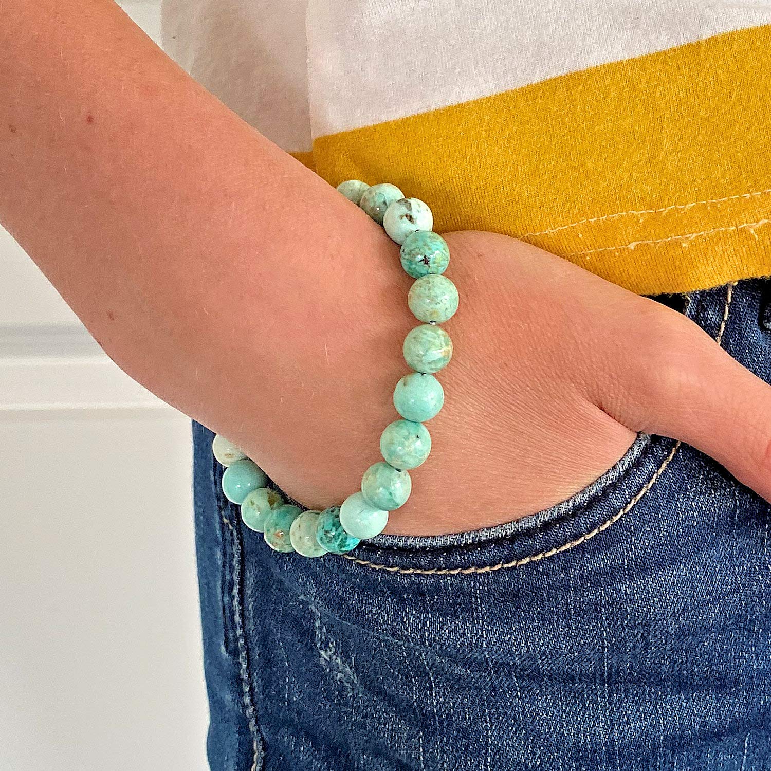 Chakra Armband 8 mm - Edelstein Stretcharmband | ELEDORO: handgefertigte 8-mm-Edelsteinarmbänder, 19 cm - besondere Auswahl für Yoga, Meditation und Achtsamkeit