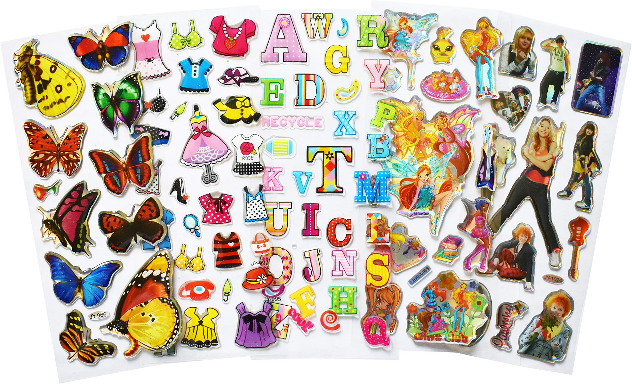 Stickers for Kids โ 3D Stickers for Scrapbooking โ 3D Puffy Stickers 5 Sheet (Mix of 5 - for Girls)