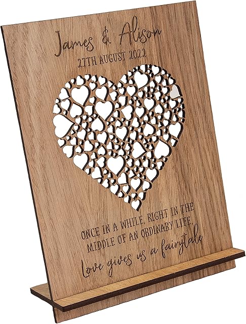 Personalised wedding gifts for bride and groom | engagement anniversary gift | couples keepsake plaque