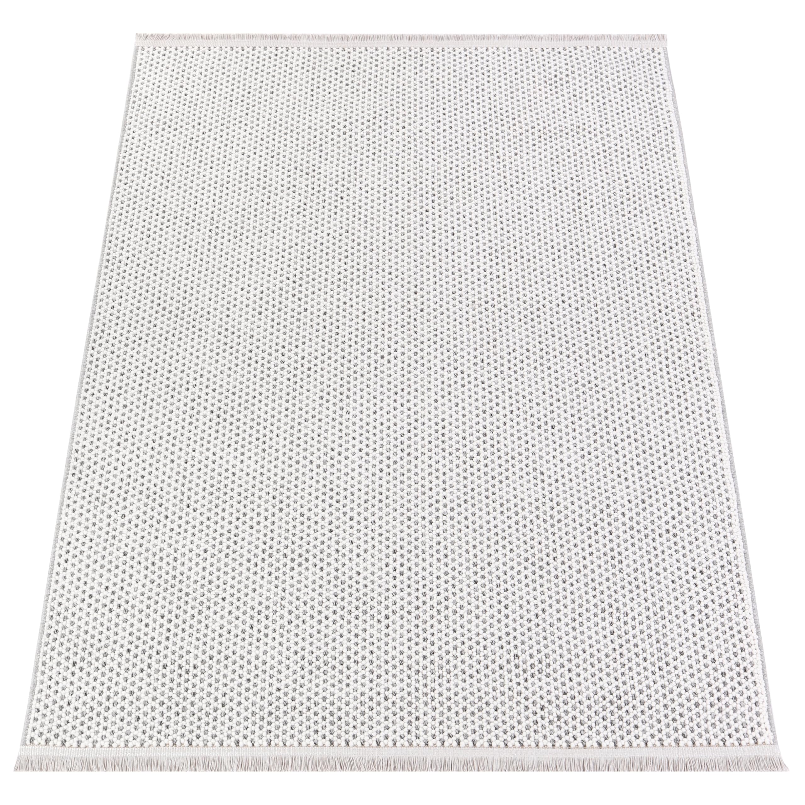 TAPISO Agra Tapis Poils Courts Bouclé à Franges Moderne Gris Uni Tapis Salon Chambre Adulte Salle à Manger Oeko-TEX Résistant Epais 200 x 300 cm