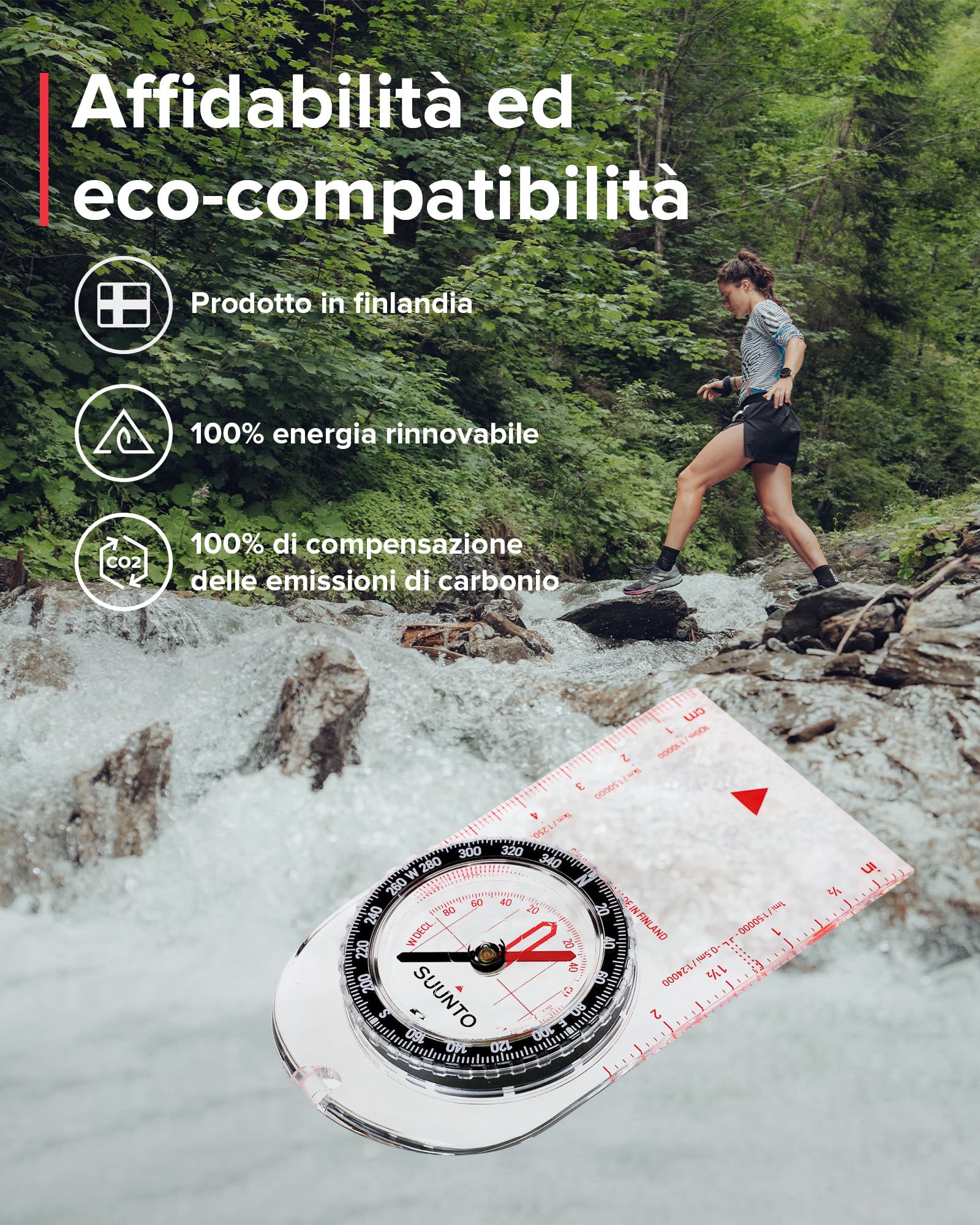 SUUNTO A-10 Bussola Robusta Navigazione Professionale, Compass Multifunzione con Laccetto e Piastra, Correzione Declinazione Regolabile, Impermeabile, per Campeggio Escursioni e all’orienteering