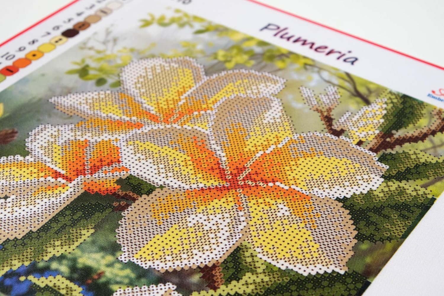 AllAboutEmbroideryUA Bead Embroidery kit Plumeria FL-1110 Beaded Cross Stitch Floral Needlework