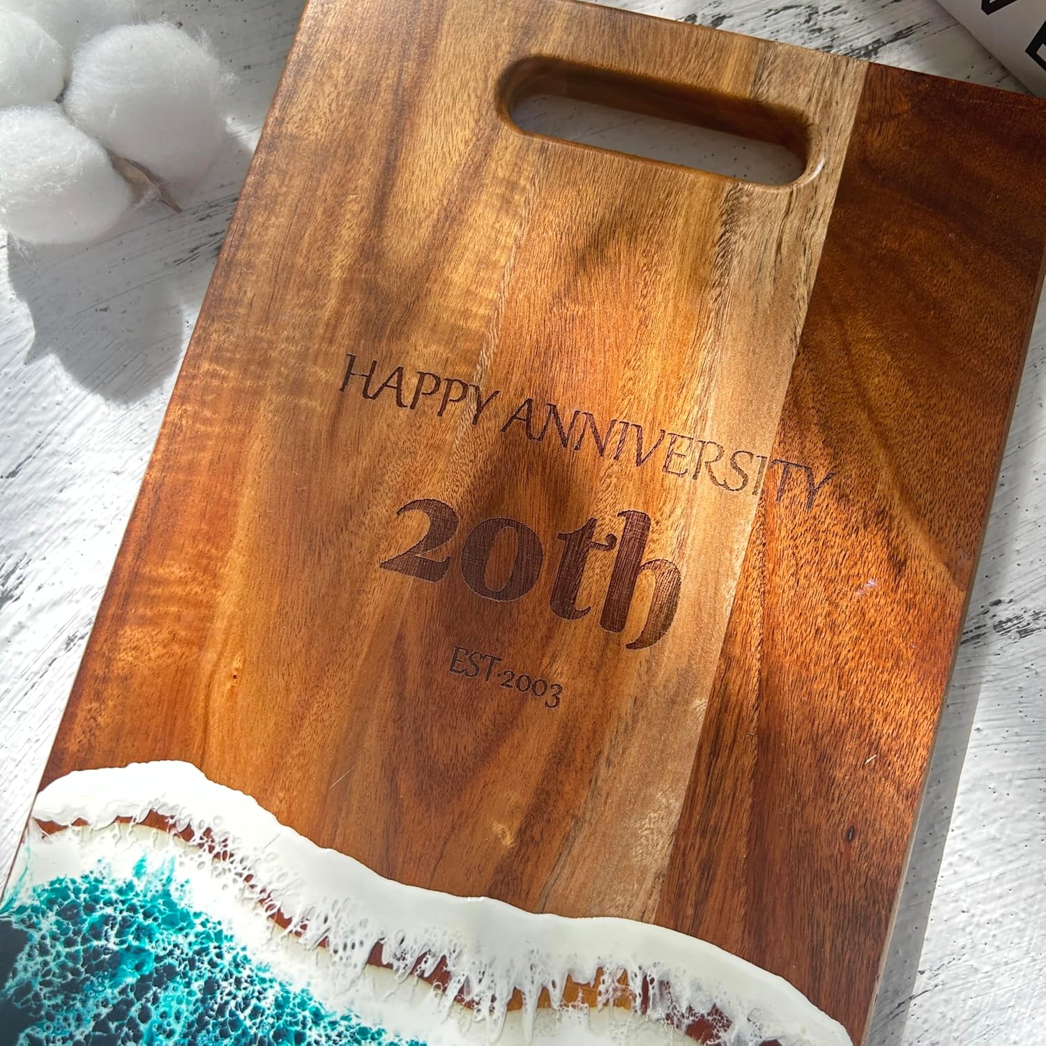 Personalized Charcuterie Board,Ocean Resin CheeseBoard,Gifts for the Couple,Engagement Gift, Wedding Gift, Gift,Housewarming Gift (Small)