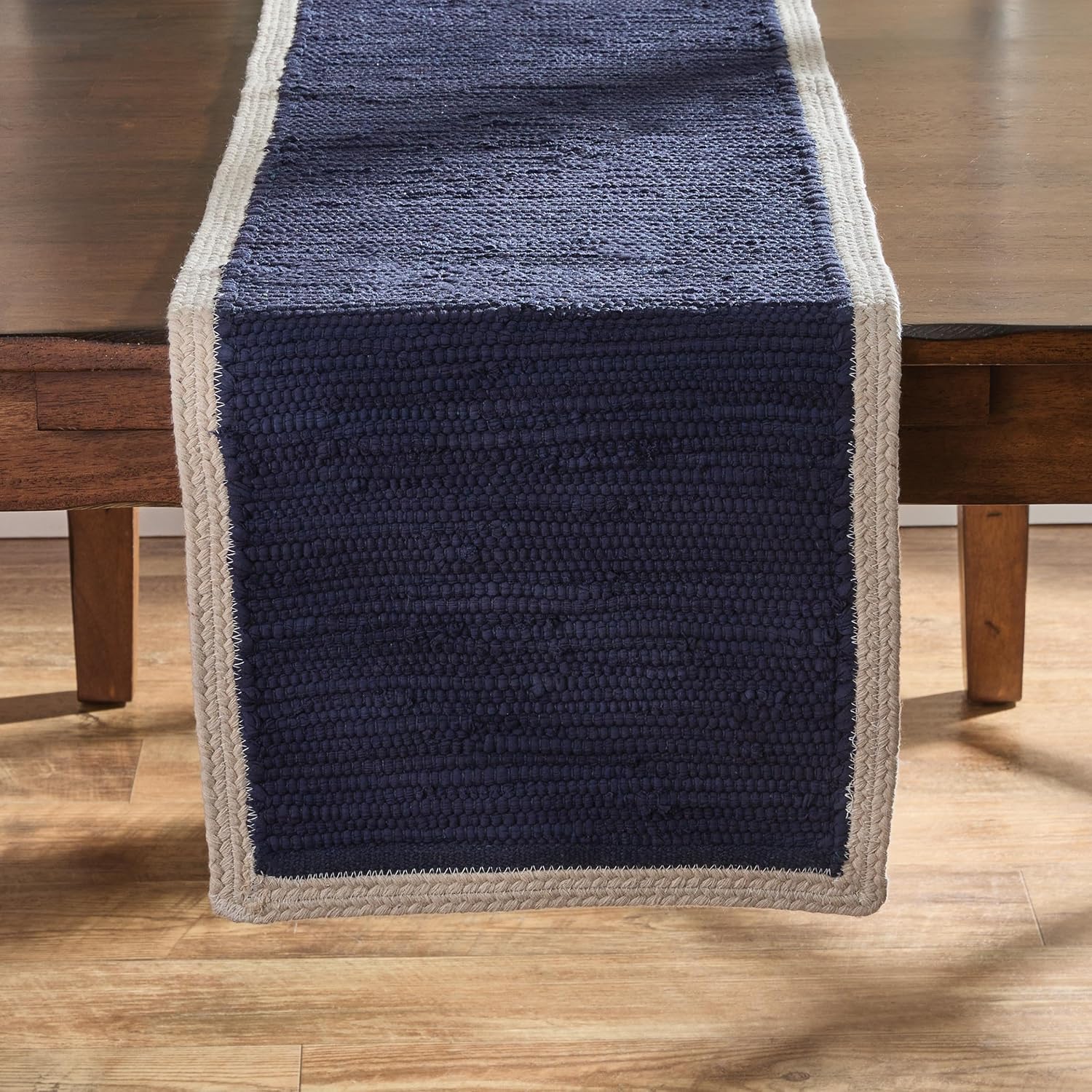 Split P Reusable Dune Navy Blue Table Runner 14" x 54" Decorative Woven Dinner Mat for Modern Farmhouse Kitchen Table Decor, Nautical Tabletop Decorating, or Boho Dining Room Decoration