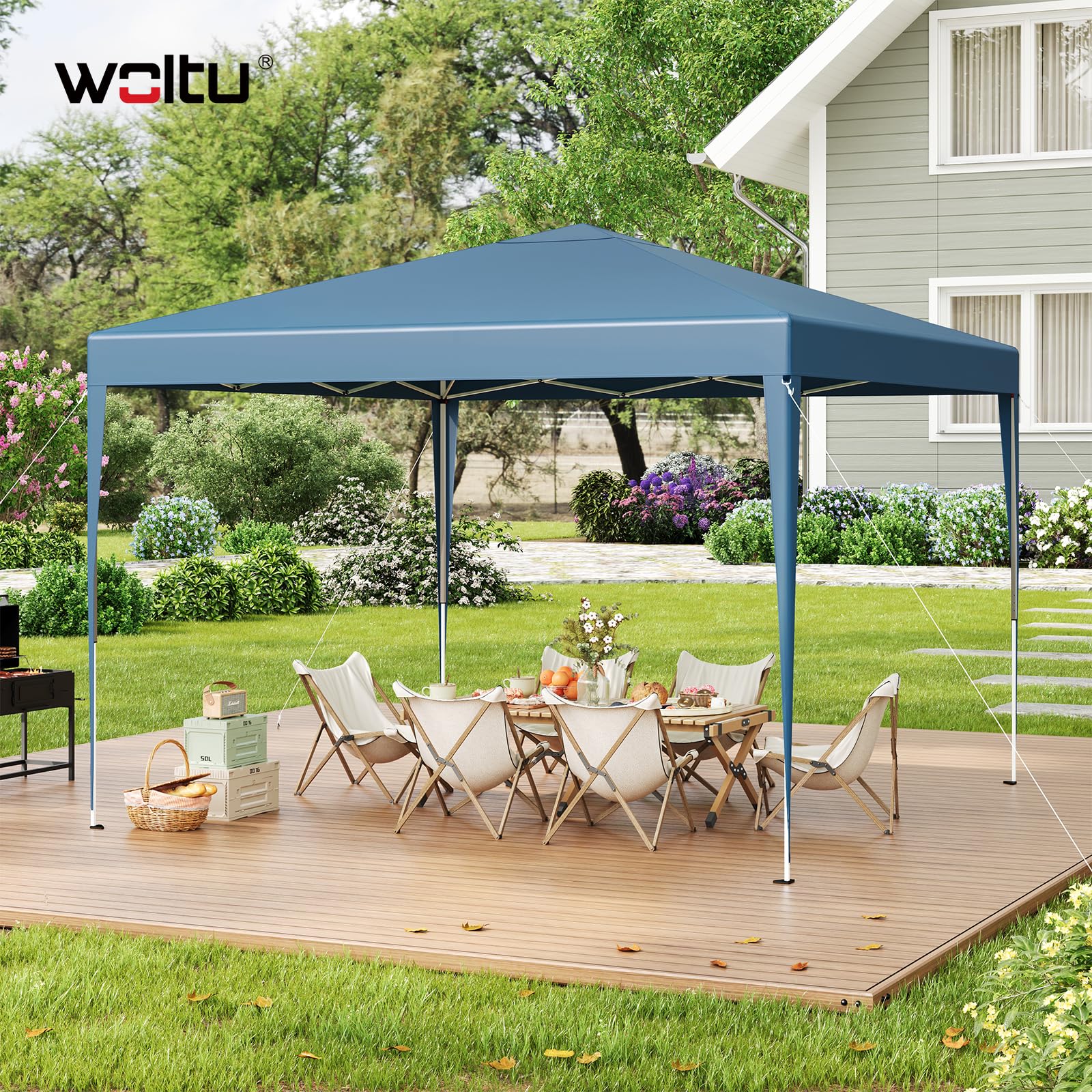 WOLTU Faltpavillon 3x3m Pop up Event Pavillon Gartenpavillon Blau