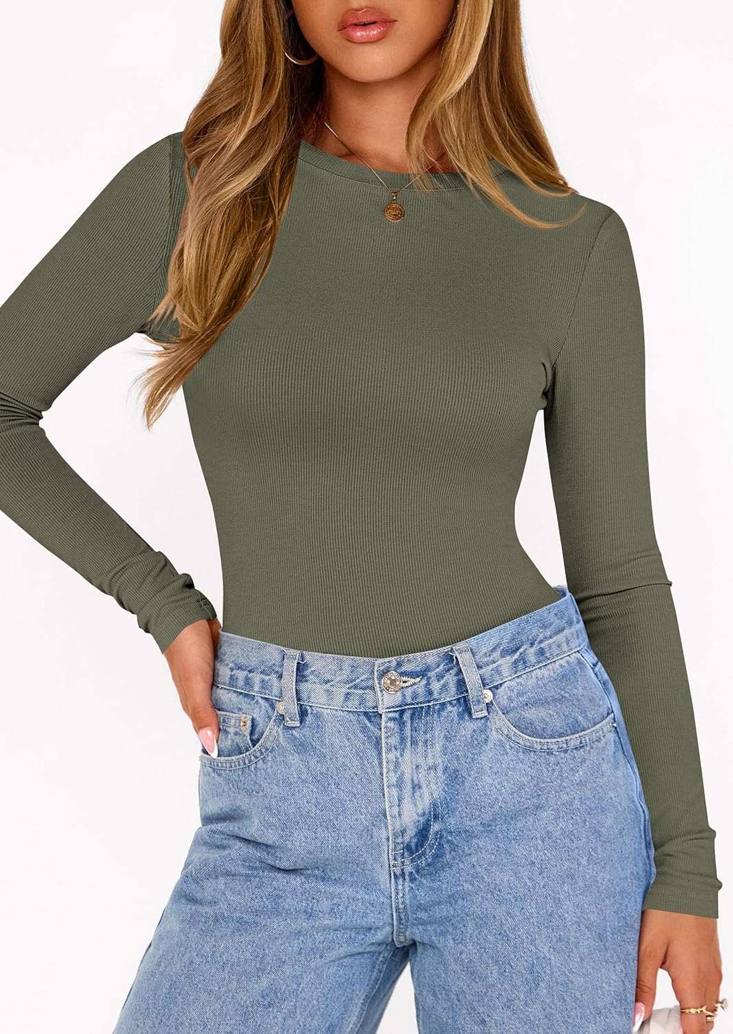 PRETTYGARDEN Bodysuits for Women 2026 Spring Long Sleeve Shirts Fitted Basic Ribbed Layering Tops Fall Fashion Winter Clothes - Image 7