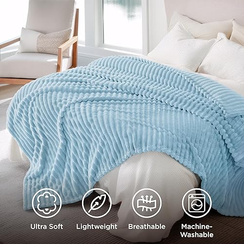 Miniatura 5 de Bedsure GentleSoft - Manta de forro polar azul para sofá, mantas suaves y acogedoras para mujer, lindas mantas pequeñas para niñas, azul claro, 108