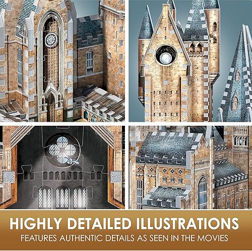 Miniatura 5 de Wrebbit Rompecabezas 3D 3D del castillo de Hogwarts para adolescentes y adultos | Paquete de torre de astronomía del Gran Salón | Piezas de