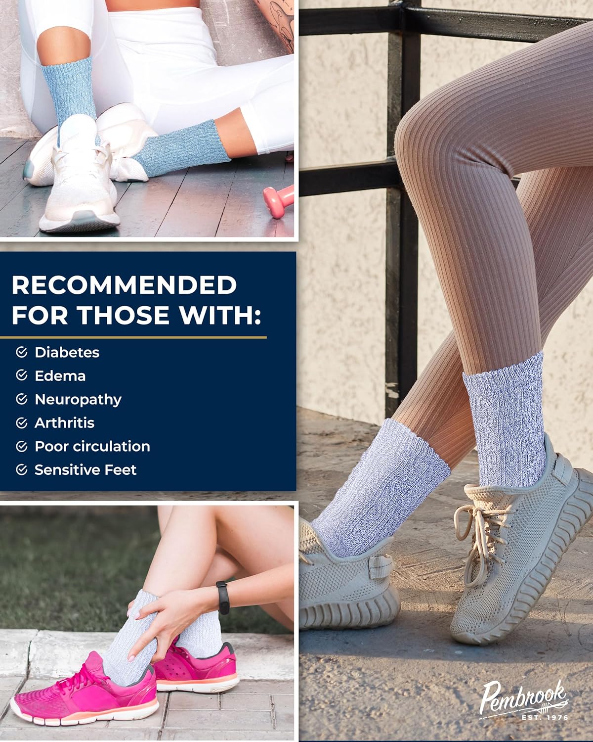 Pembrook Diabetic Socks for Women - 6 Pairs Cable Knit Viscose Bamboo Socks Woman, Non-Binding Top, Moisture-Wicking - Image 4