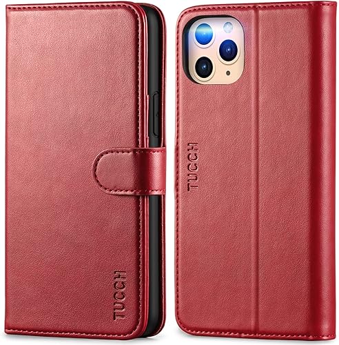 TUCCH Funda para iPhone 11 Pro, cartera magnética apagado automático Ranuras de protección RFID para tarjetas funda interior de TPU a prueba de