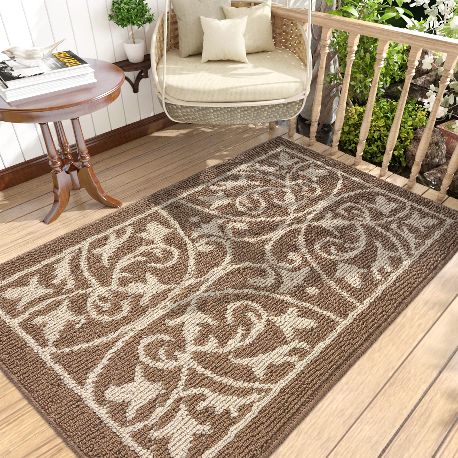 DEXI Door Mat Indoor Rugs for Entryway Floor Mats Inside Doormat Front Entrance Rug Entry Non Slip Washable,31.5"x47",Brown