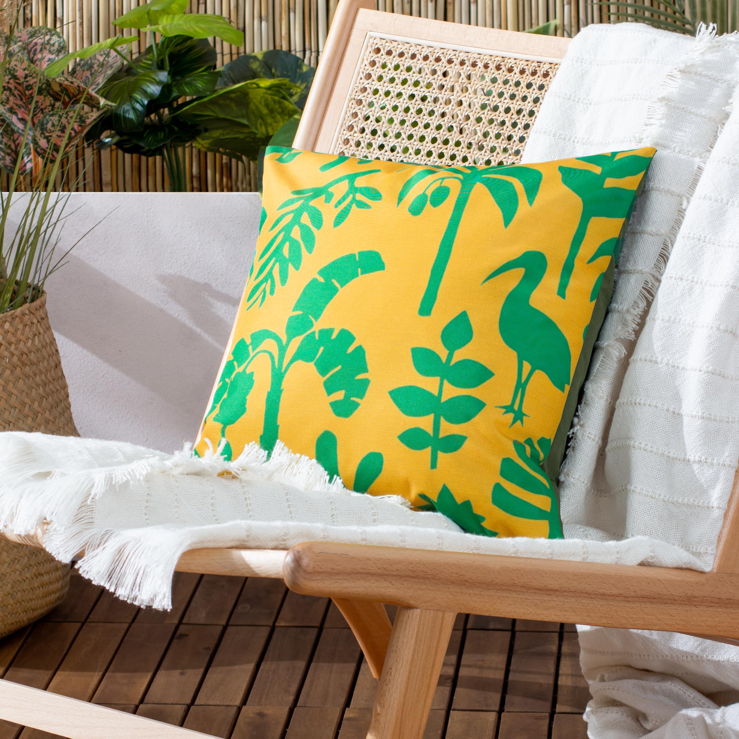 furn. Marula Tropical Polyester Filled Outdoor Cushion, Teal