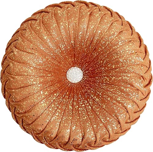 Miniatura 10 de EUCIOR Almohadas Decorativas Doradas, Almohada Circular, Almohadas Decorativas Plisadas de Calabaza Hechas a Mano, Almohadas Doradas, Almohadas