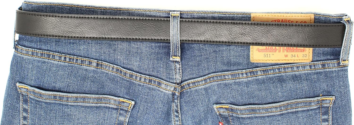 BC Belts Womens Thin Leather Belt Strap with Vintage Distressed Texture 1.25" Wide with Snaps - Image 6