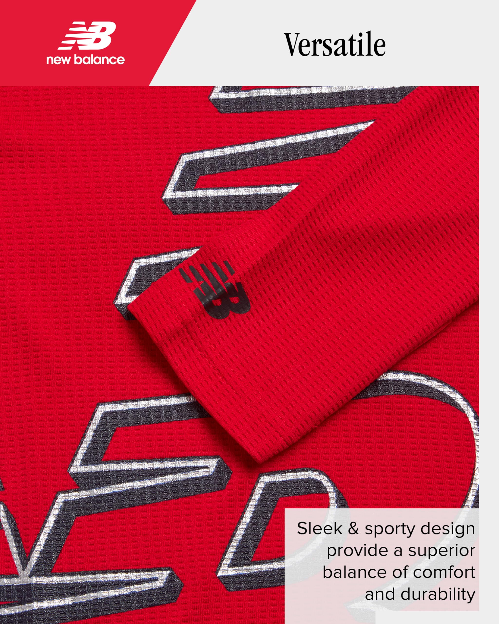 New Balance Boys' T-Shirt - Thermal Waffle Knit Long Sleeve Shirt (Size: 4-20), Size 10/12, Red
