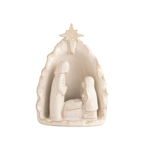 Mud Pie White Stoneware Nativity Scene, Christmas Holy Family Table Decor by Mud Pie - Used condition - US$21.15