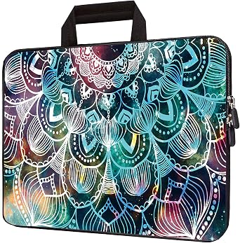 15 Inch Neoprene Laptop Carrying Bag Chrome Book Case Notebook Ultrabook Bag Tablet Travel Cover with Handle Zipper Carrying Sleeve Case Bag for 14 15 15.4 Inch Netbook / Laptop Mandala