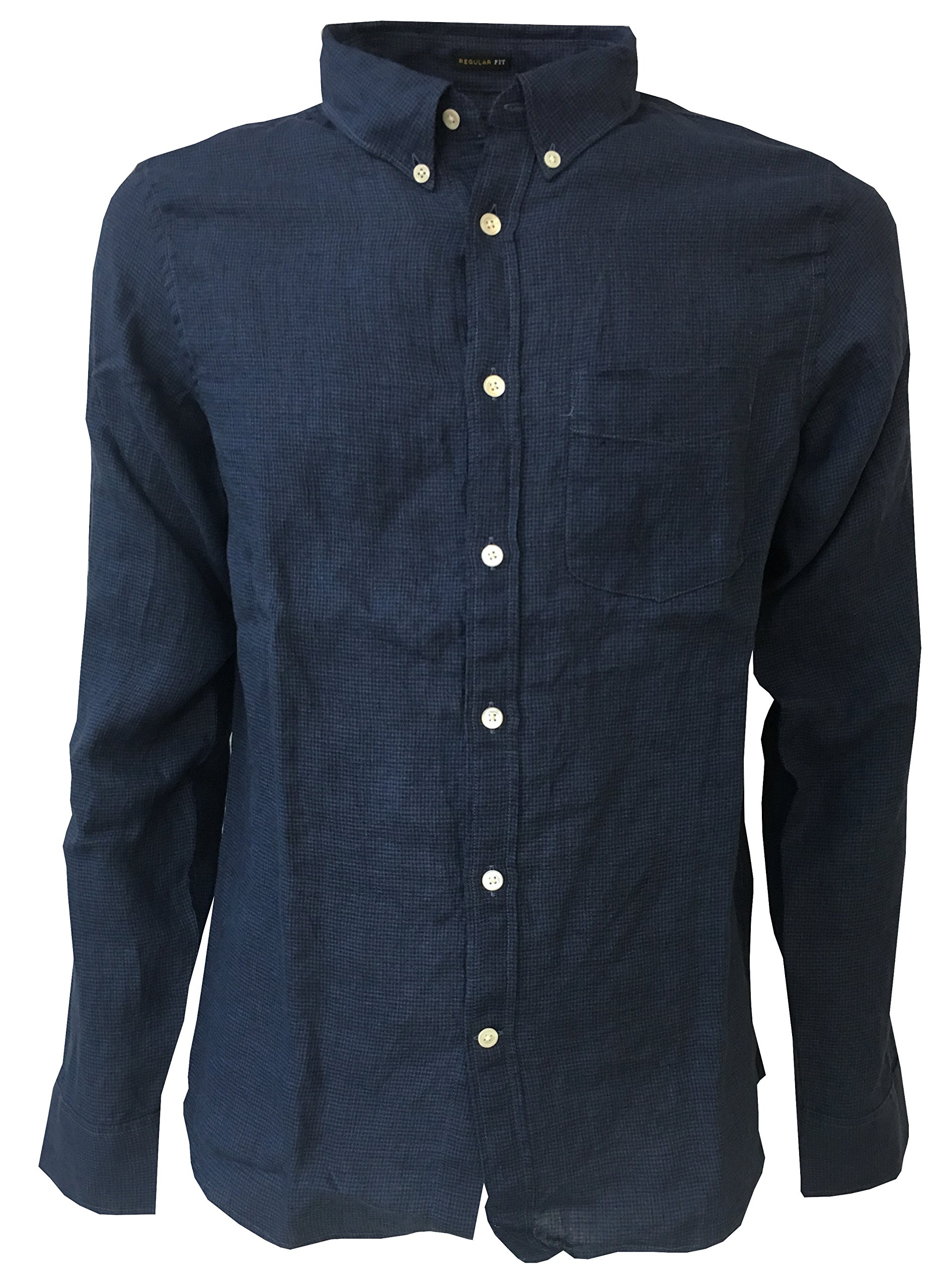LEE 101 Koszula męska Denim Foot Denim / Blue MOD 101 Button Down 100% Len Regular Fit, Dżinsowa stopka De Poule / niebieski, L